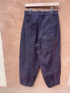 High Waisted Barrel Pants - Black & neon stitch