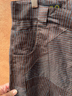 High Waisted Barrel Pants - Brown & turq stitch