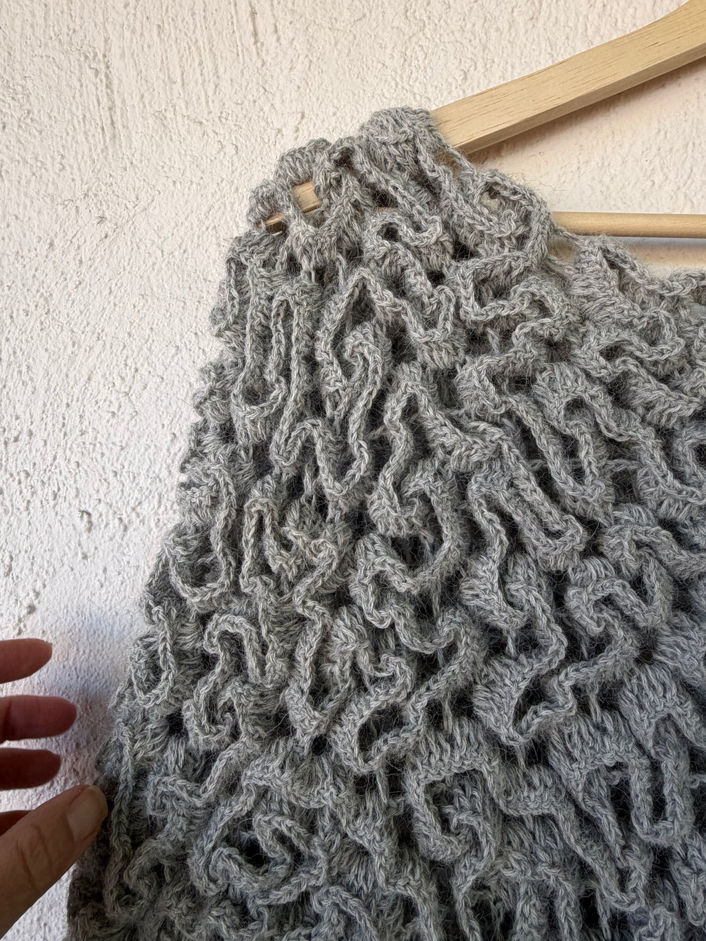 Poncho 100% Baby Alpaca - Light Grey