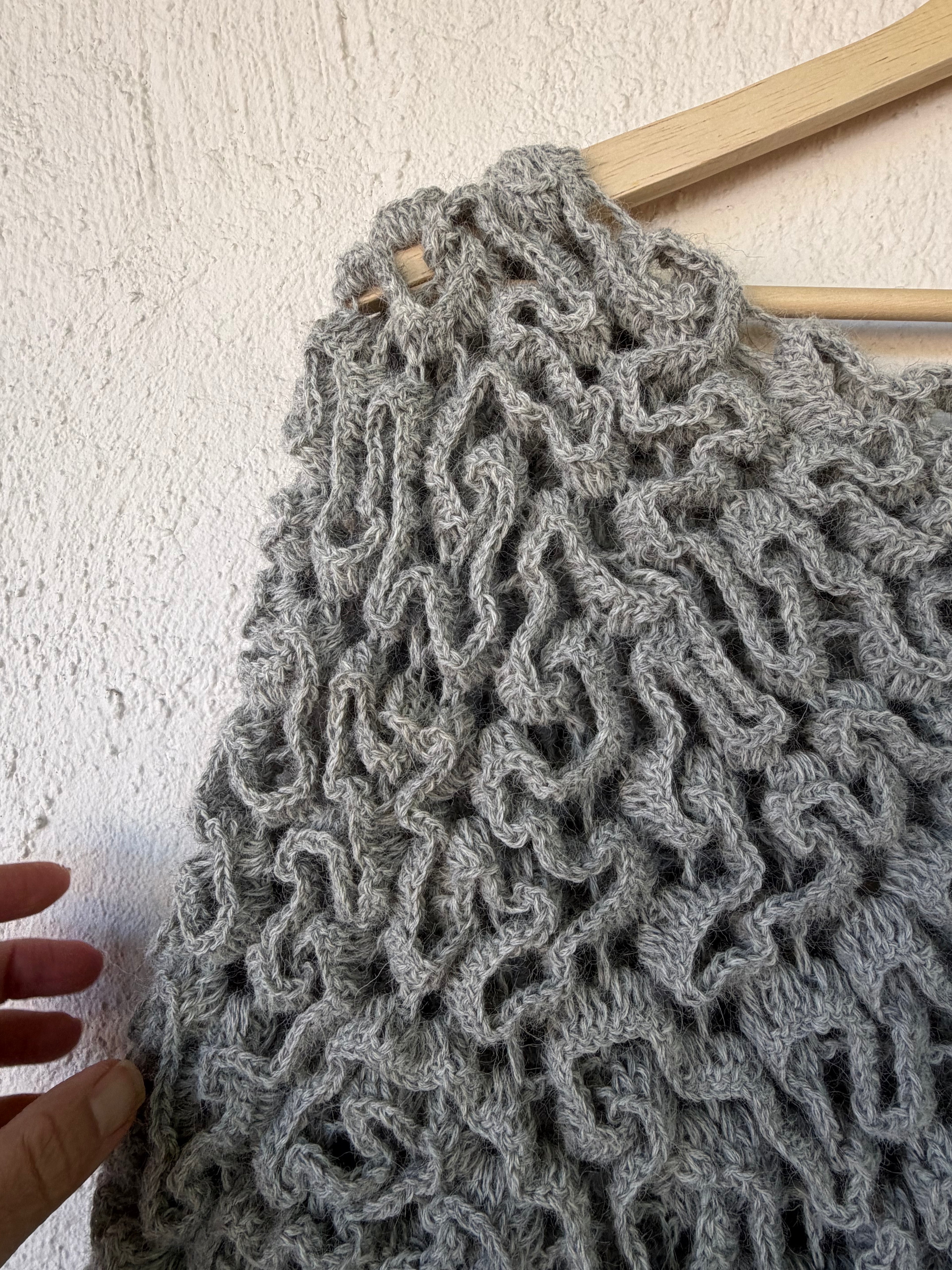 Poncho 100% Baby Alpaca - Light Grey