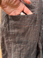 High Waisted Barrel Pants - Brown & turq stitch