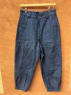 High Waisted Barrel Pants - Jean and turq thread
