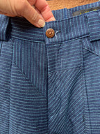 High Waisted Barrel Pants - Jean and turq thread