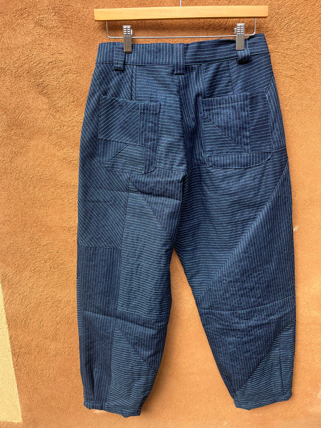 High Waisted Barrel Pants - Jean and turq thread