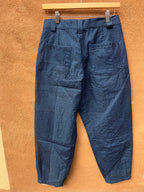 High Waisted Barrel Pants - Jean and turq thread
