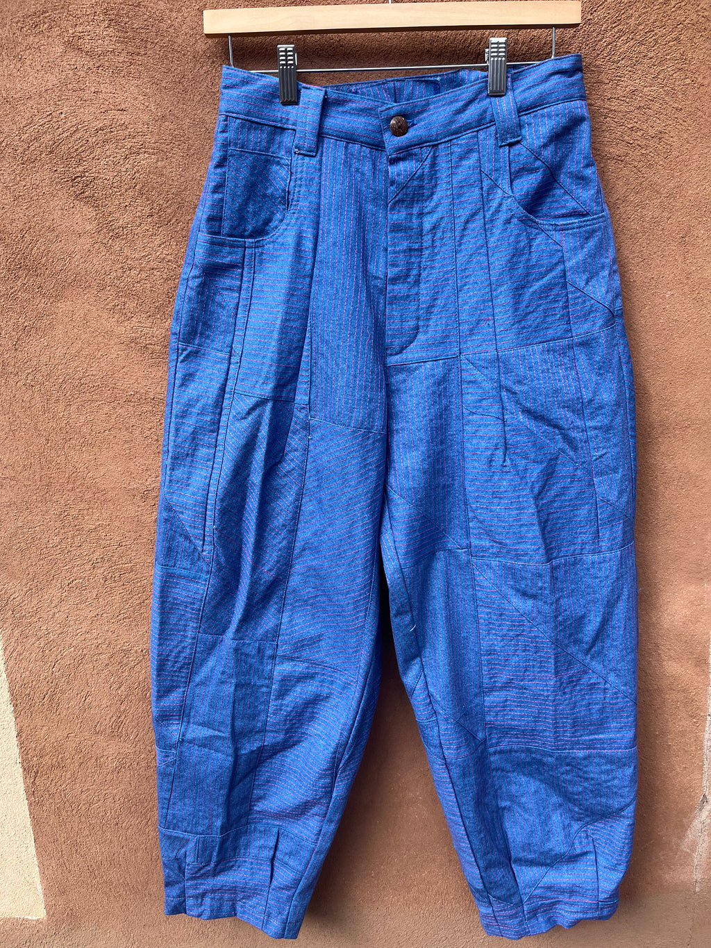 High Waisted Barrel Pants - Jean and pink thread