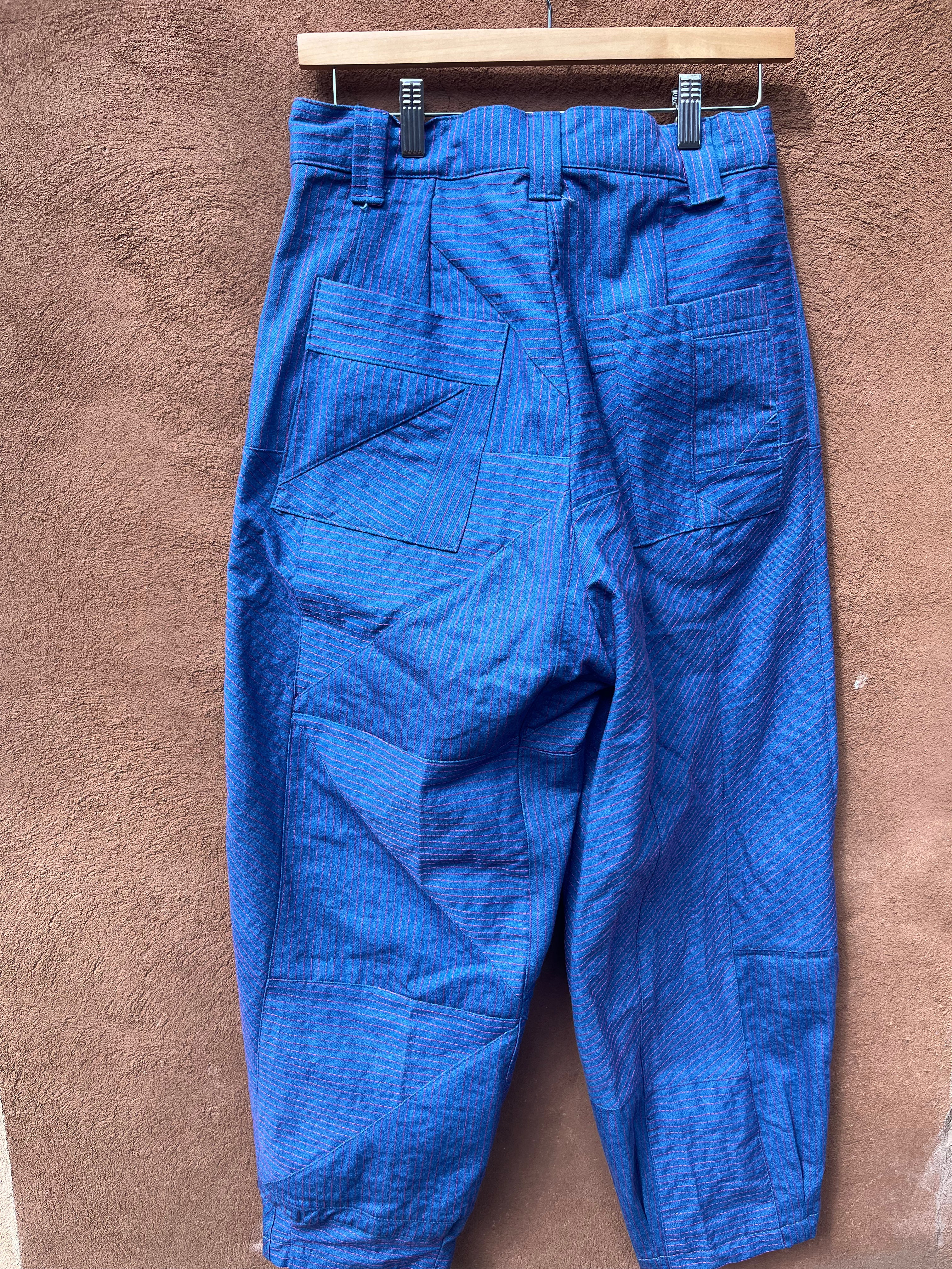 High Waisted Barrel Pants - Jean and pink thread
