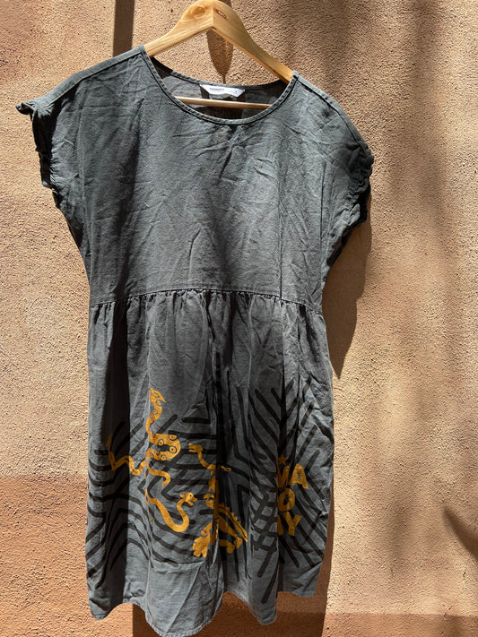 Screen printed - Upcycled - dress.