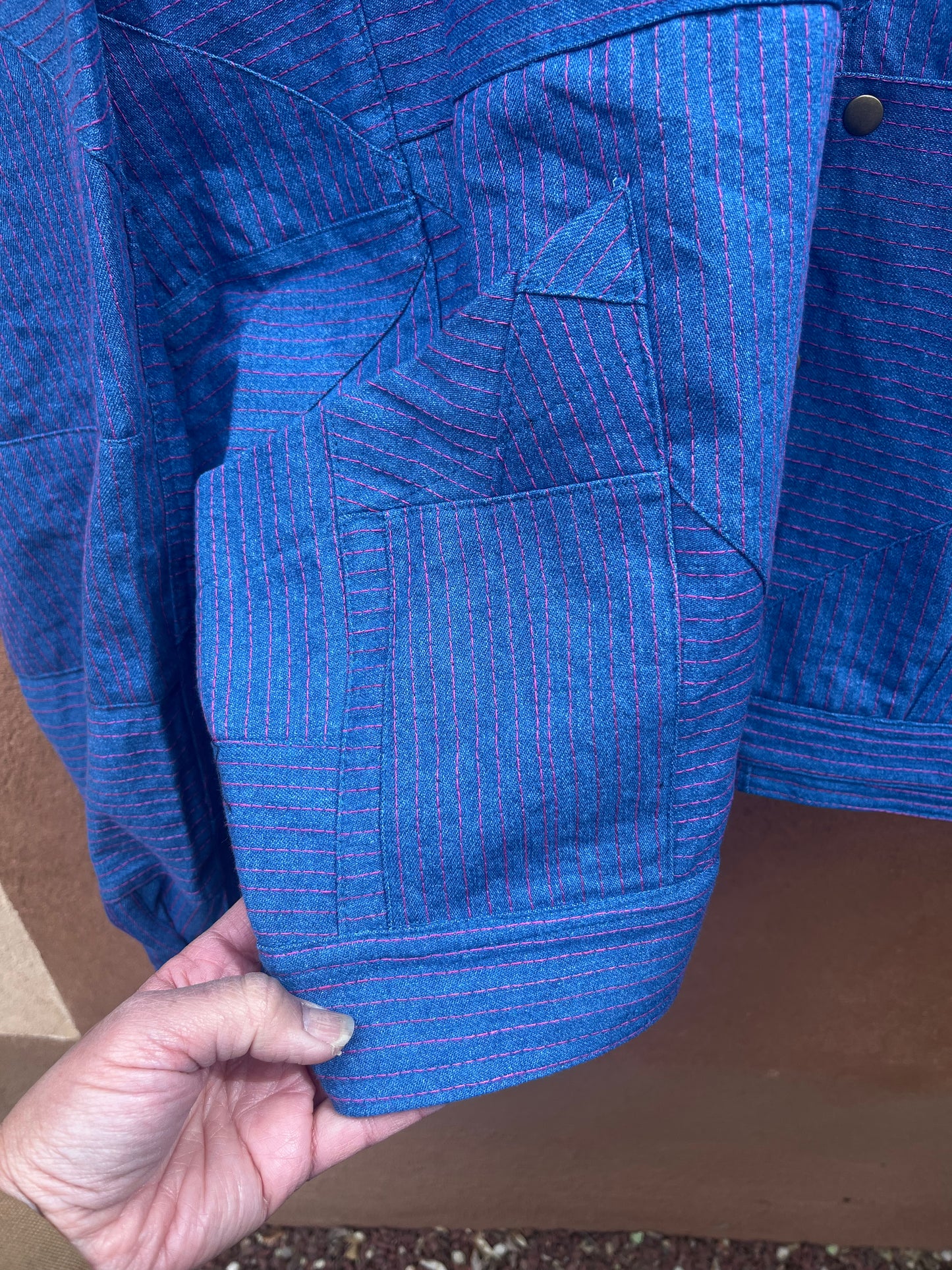 Bomber Jacket - Jean and pink thread