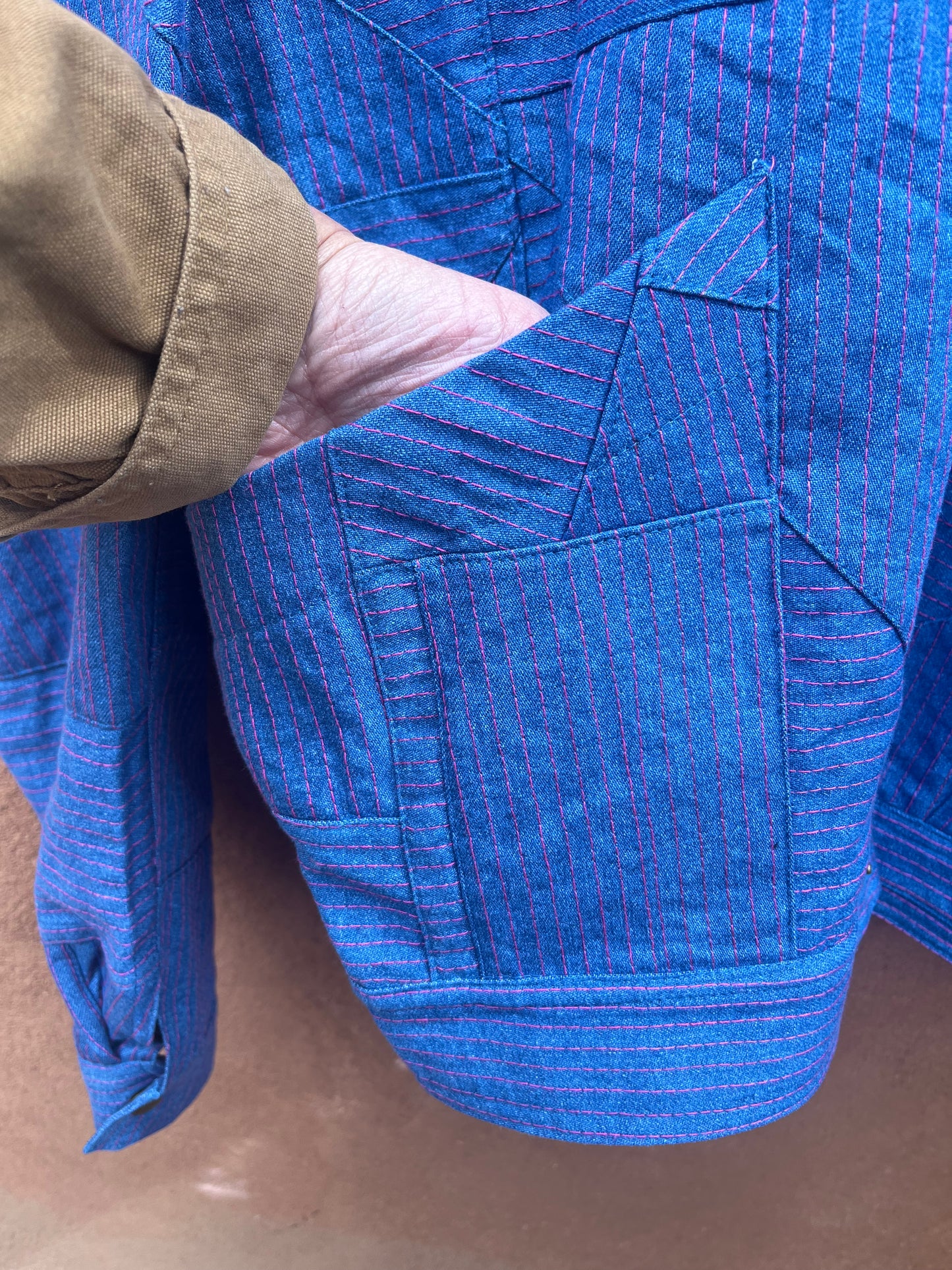 Bomber Jacket - Jean and pink thread