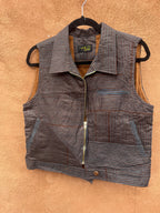 Vest - Brown Linen with turq thread