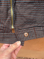 Vest - Brown Linen with turq thread