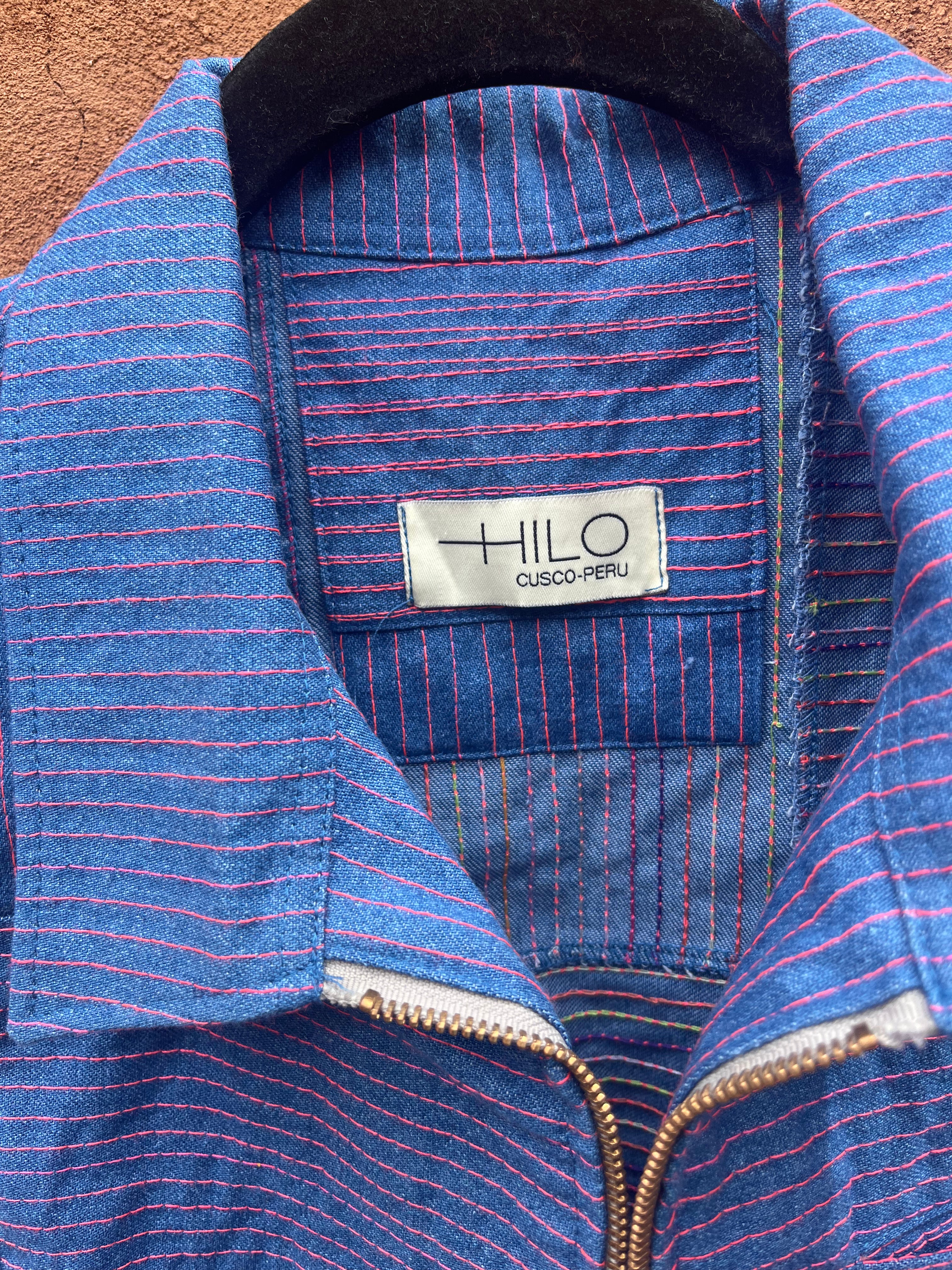 Vest - Jean with pink thread