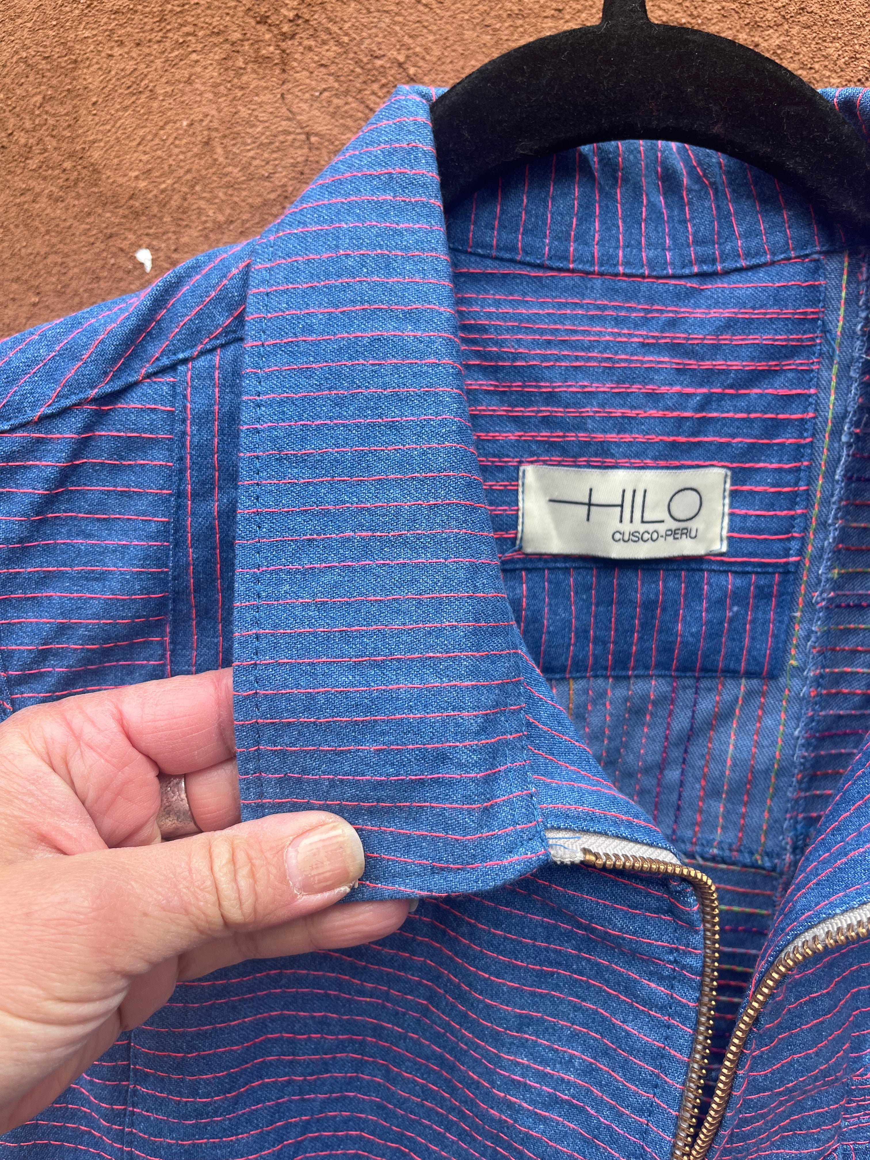 Vest - Jean with pink thread