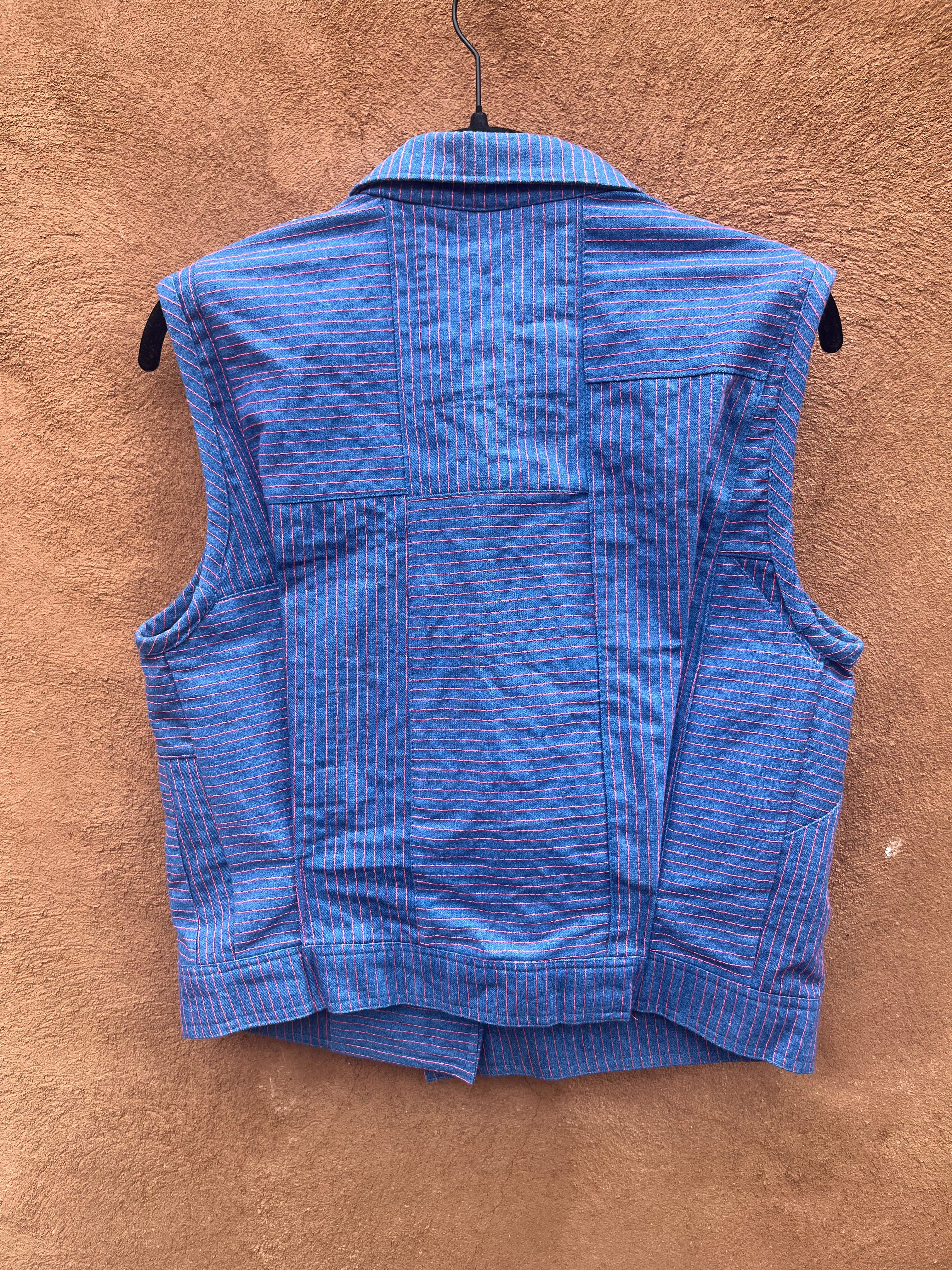 Vest - Jean with pink thread