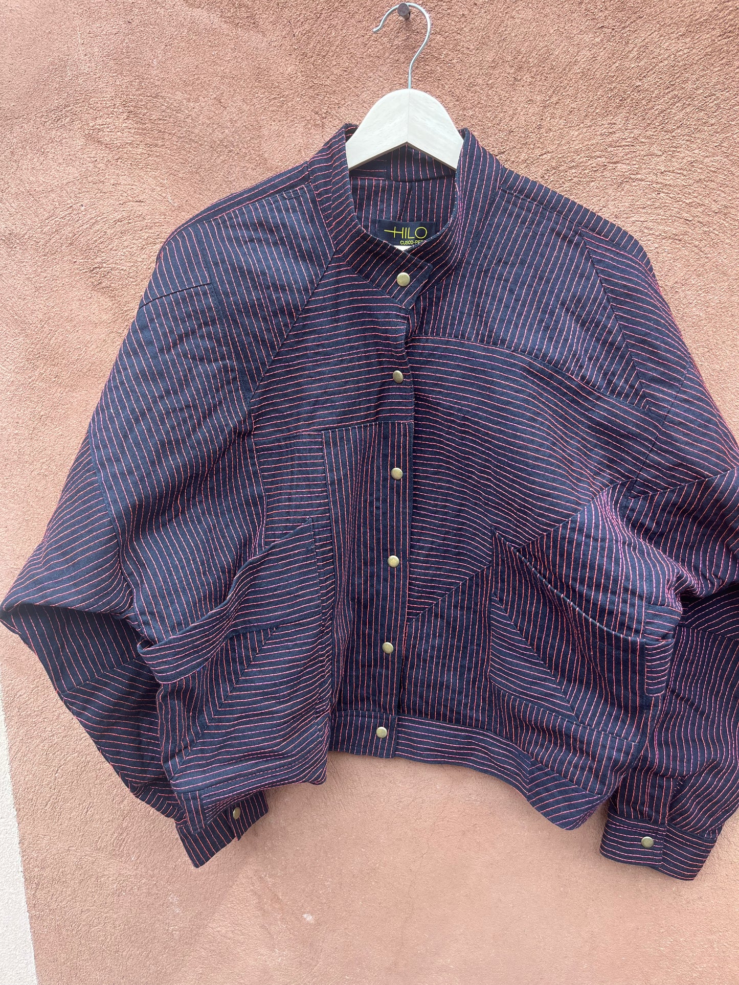 Bomber Jacket - black and neon thread