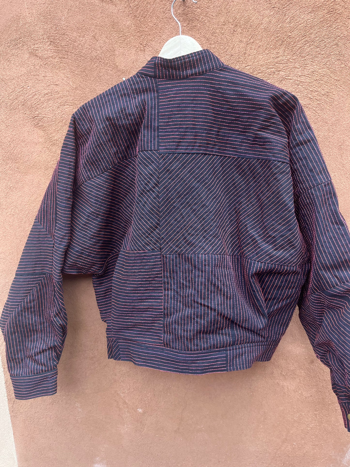 Bomber Jacket - black and neon thread