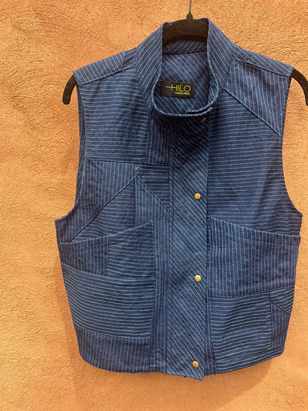 Vest - Blue jean with turquoise thread