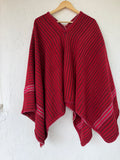 Vintage Poncho - Andean Handwoven Wool - Red