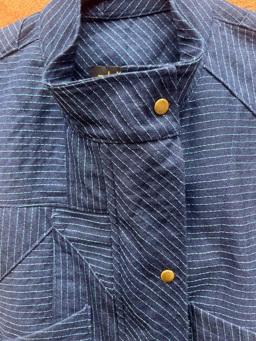 Vest - Blue jean with turquoise thread