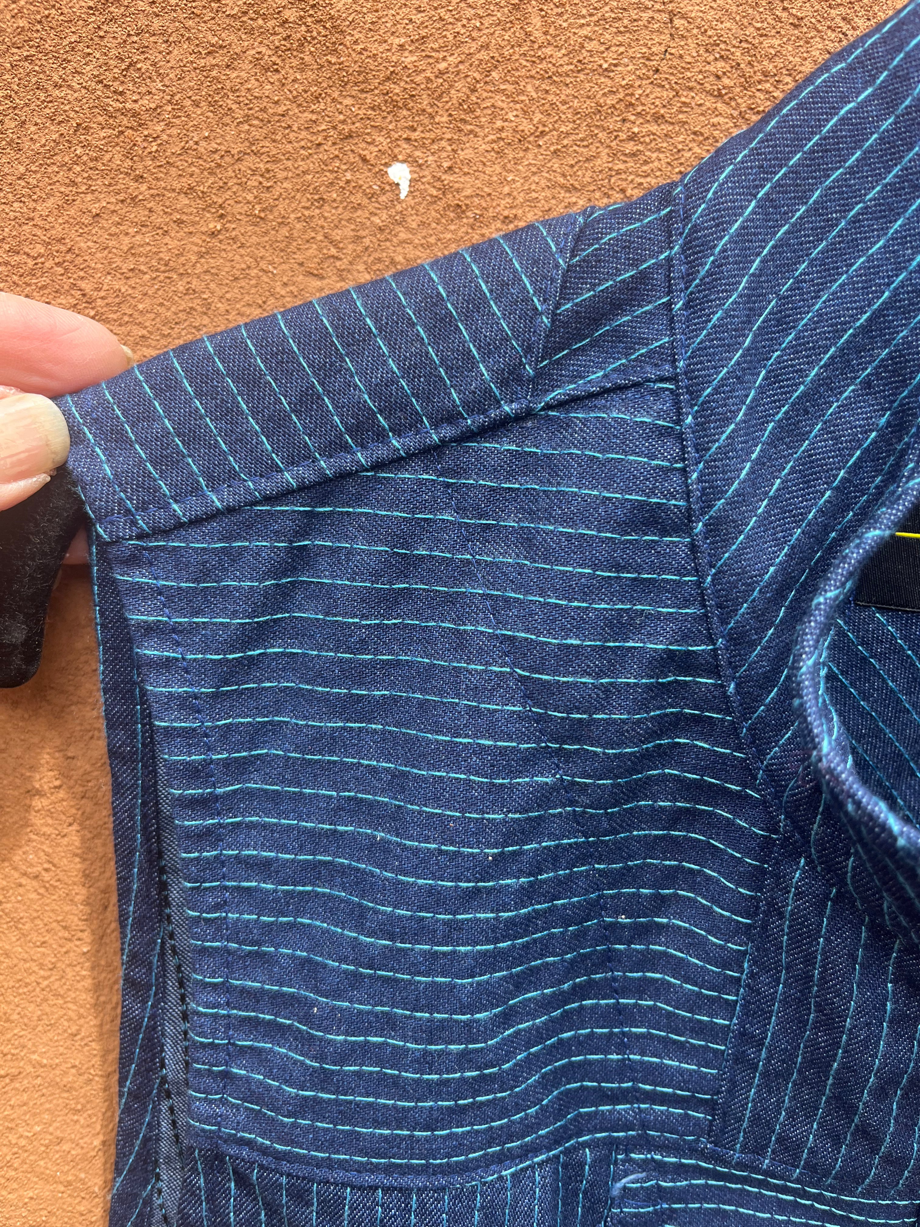 Vest - Blue jean with turquoise thread
