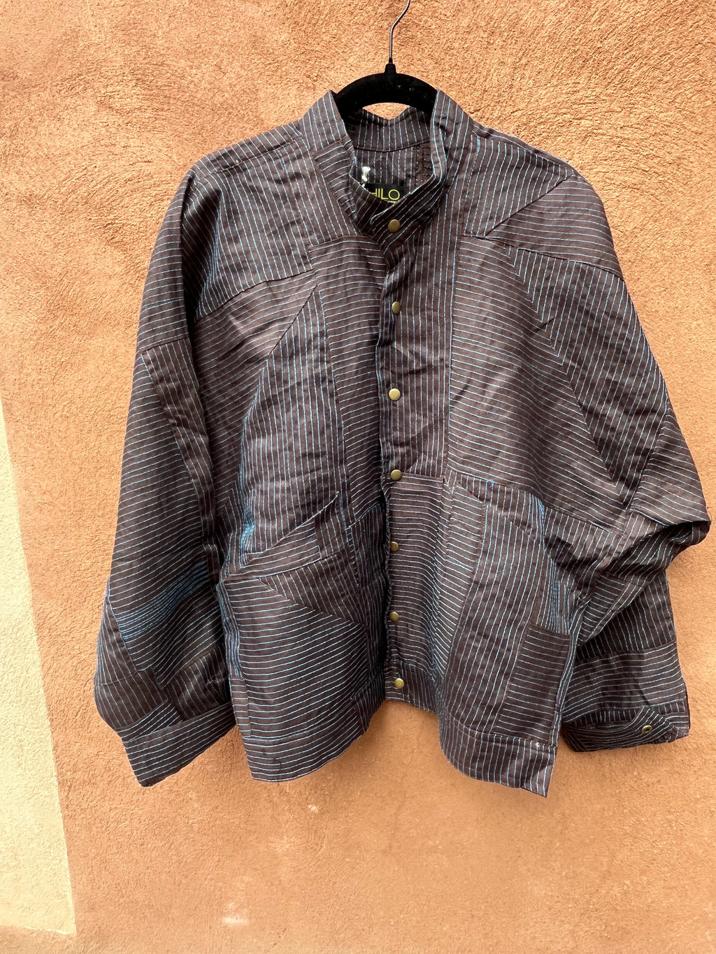 Bomber Jacket - Brown linen and turq