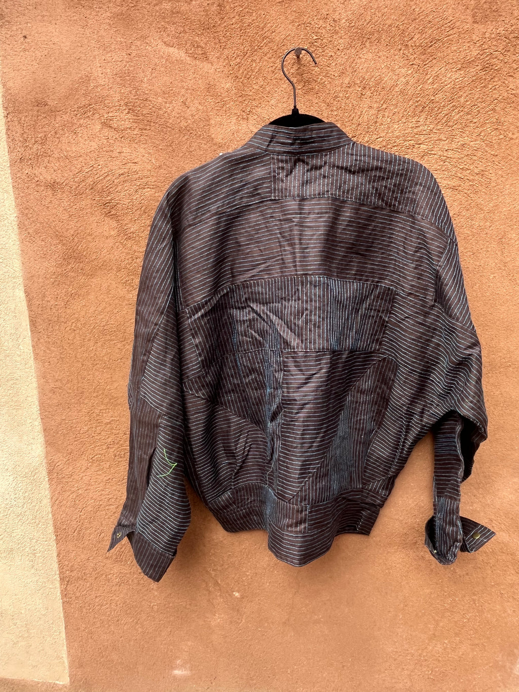 Bomber Jacket - Brown linen and turq