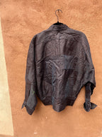 Bomber Jacket - Brown linen and turq