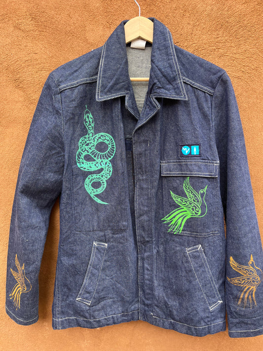 French Vintage Utility Denim Jacket - Guy Leroy - Screenprinted