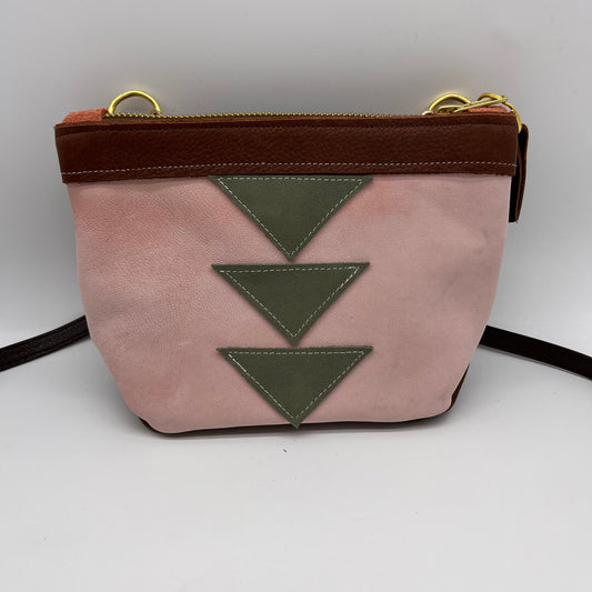 Small Crossbody bag ~ pink and green triangles