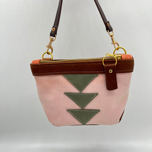 Crossbody bag ~ pink and green triangles