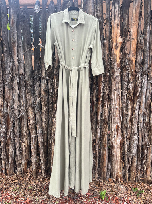 Sage - 3/4 sleeve  A-line dress