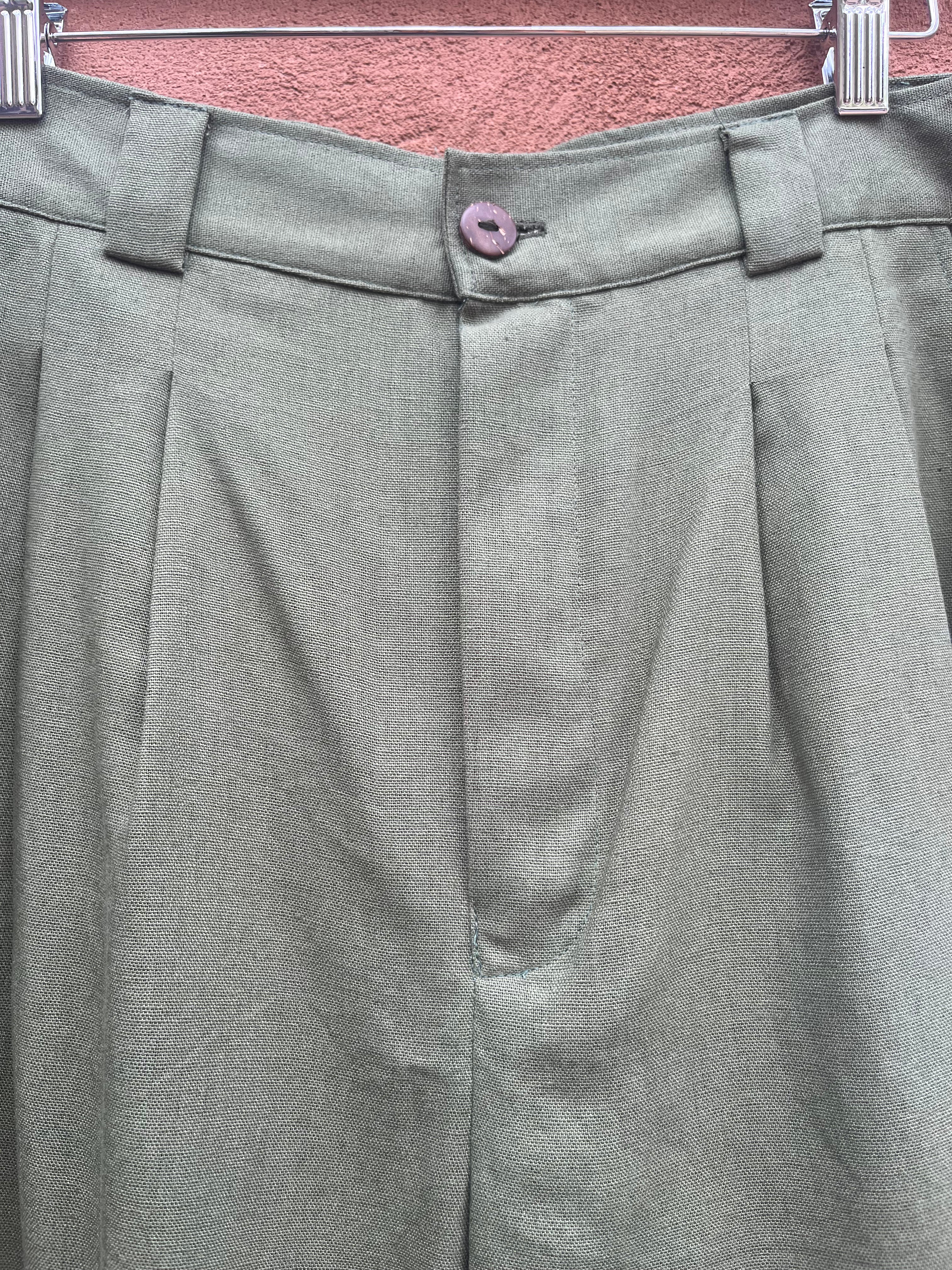 Wide Leg Pants - Olive Linen