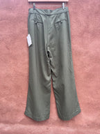 Wide Leg Pants - Olive Linen