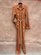 Jumpsuit - Rust Linen - Long sleeves