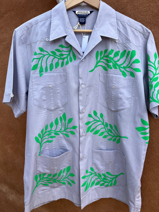 Upcycled Collared Shirt - Guayavera - Medium