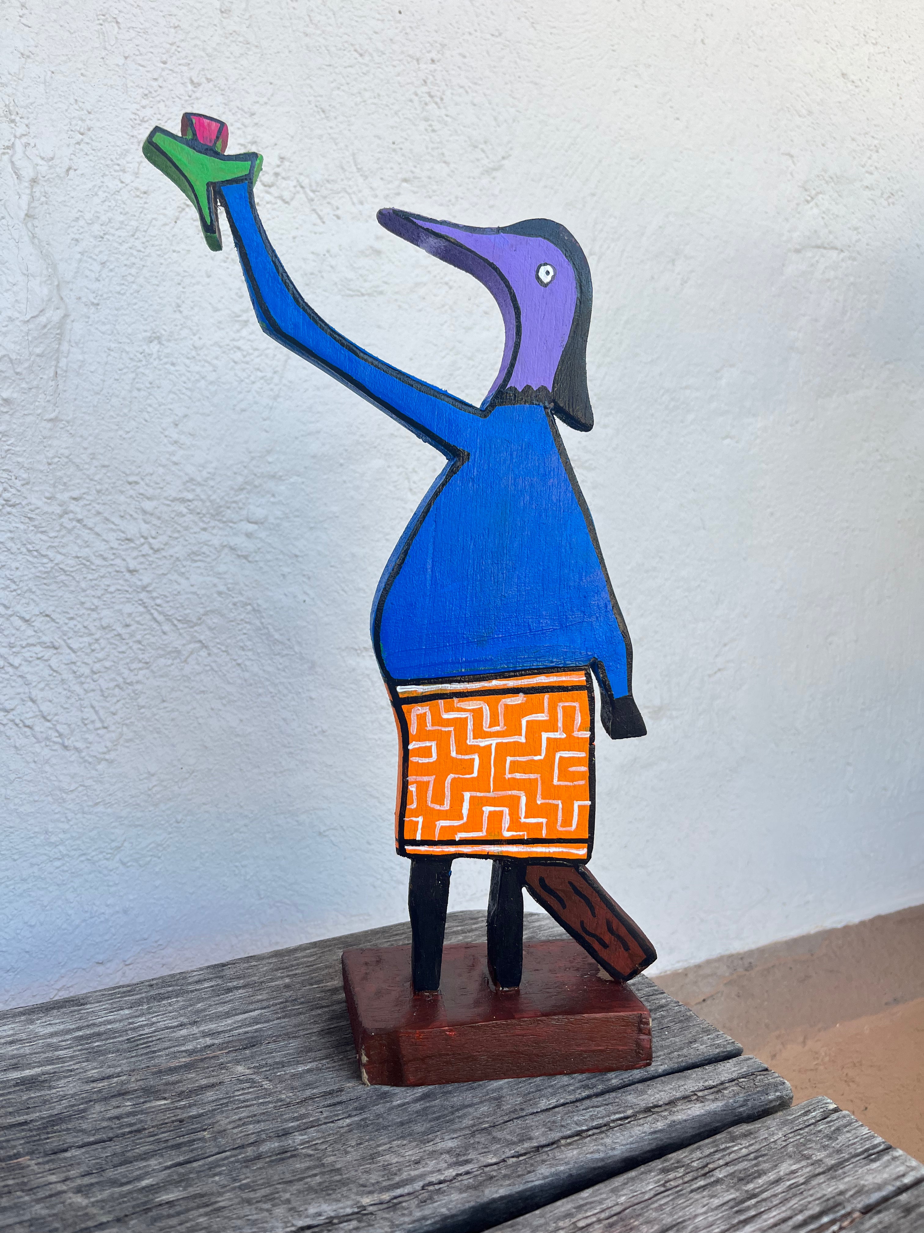 Wooden sculpture ~ Picaflor ~ pink