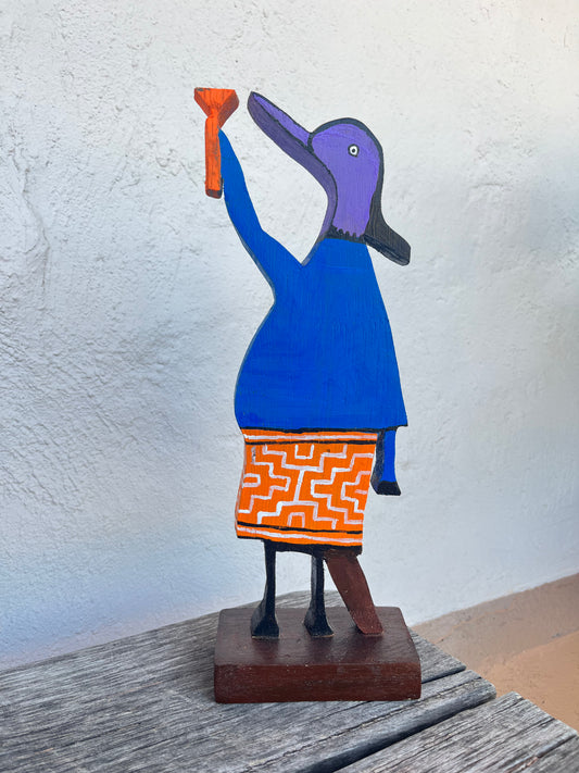 Wooden sculpture ~ Picaflor ~ orange flower