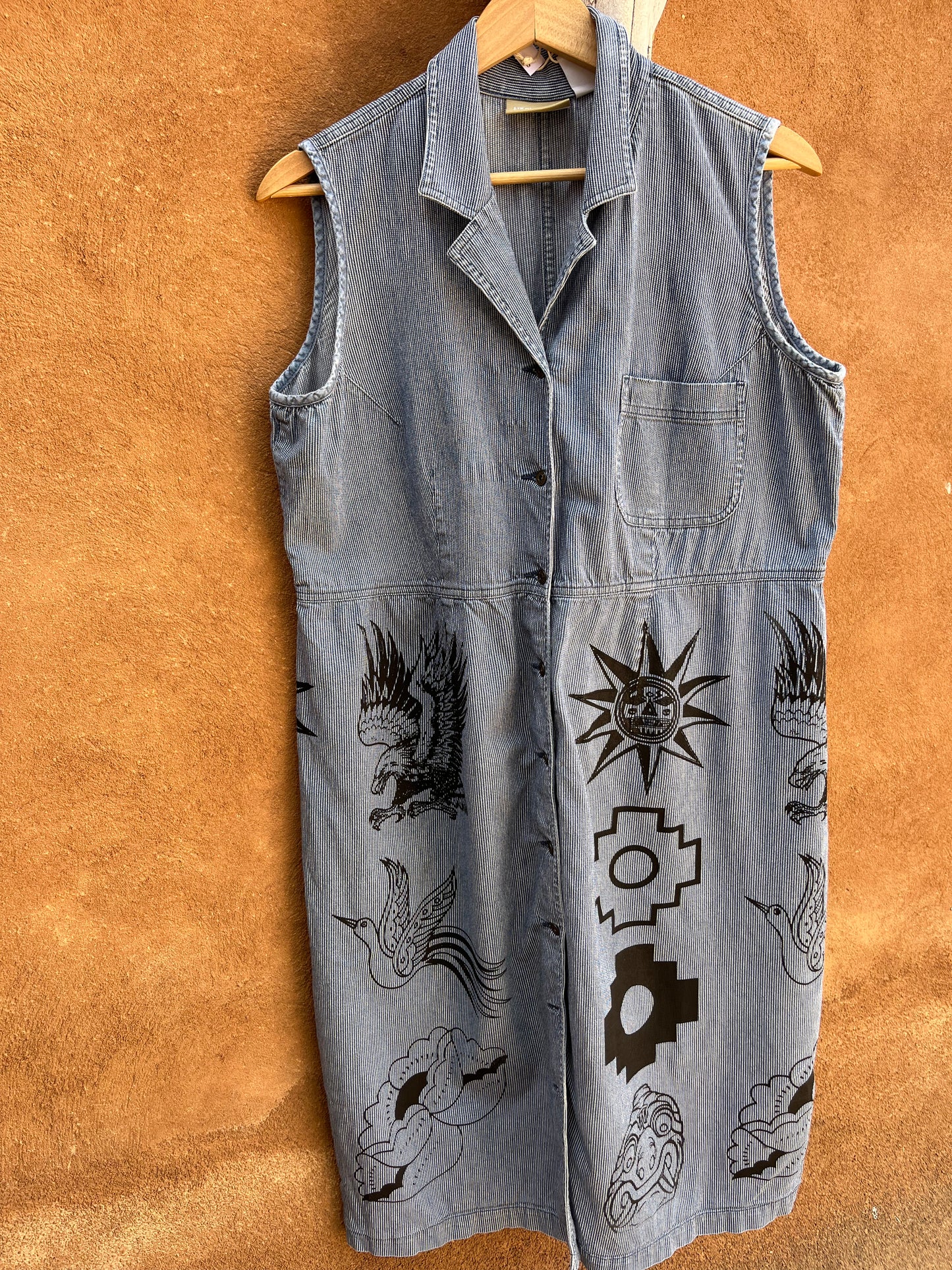 Upcycled Sleeveless Jean Dress - Large