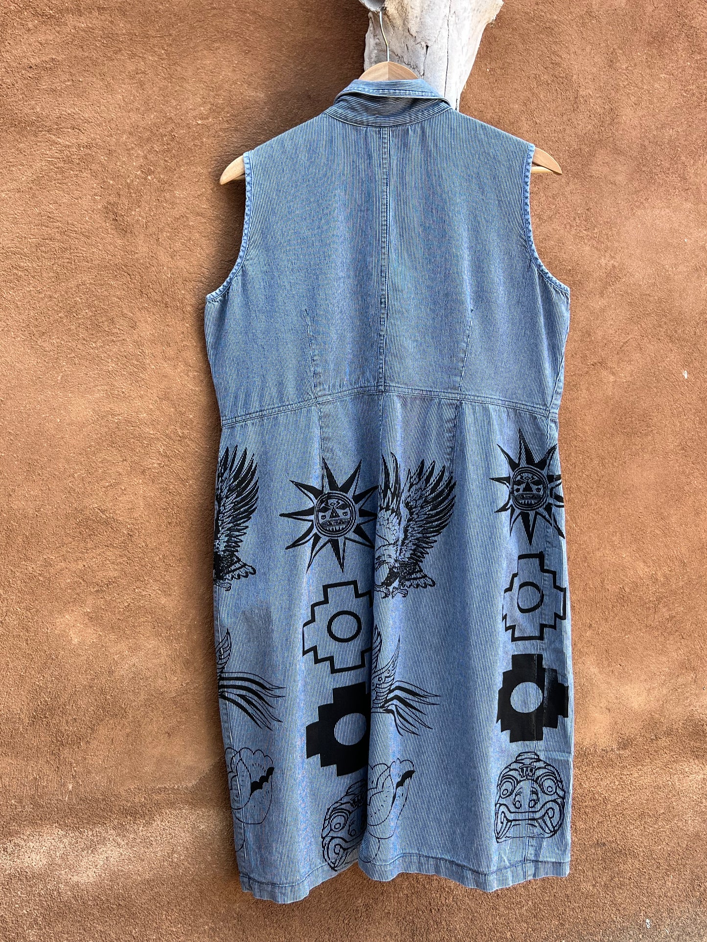 Upcycled Sleeveless Jean Dress - Large