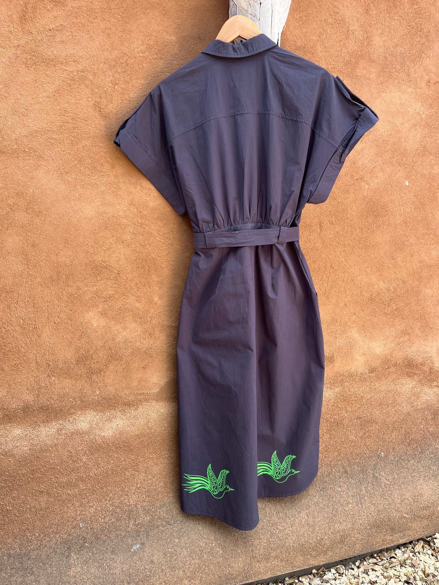 Screenprinted ~ French Cotton Dark Blue Dress - Small