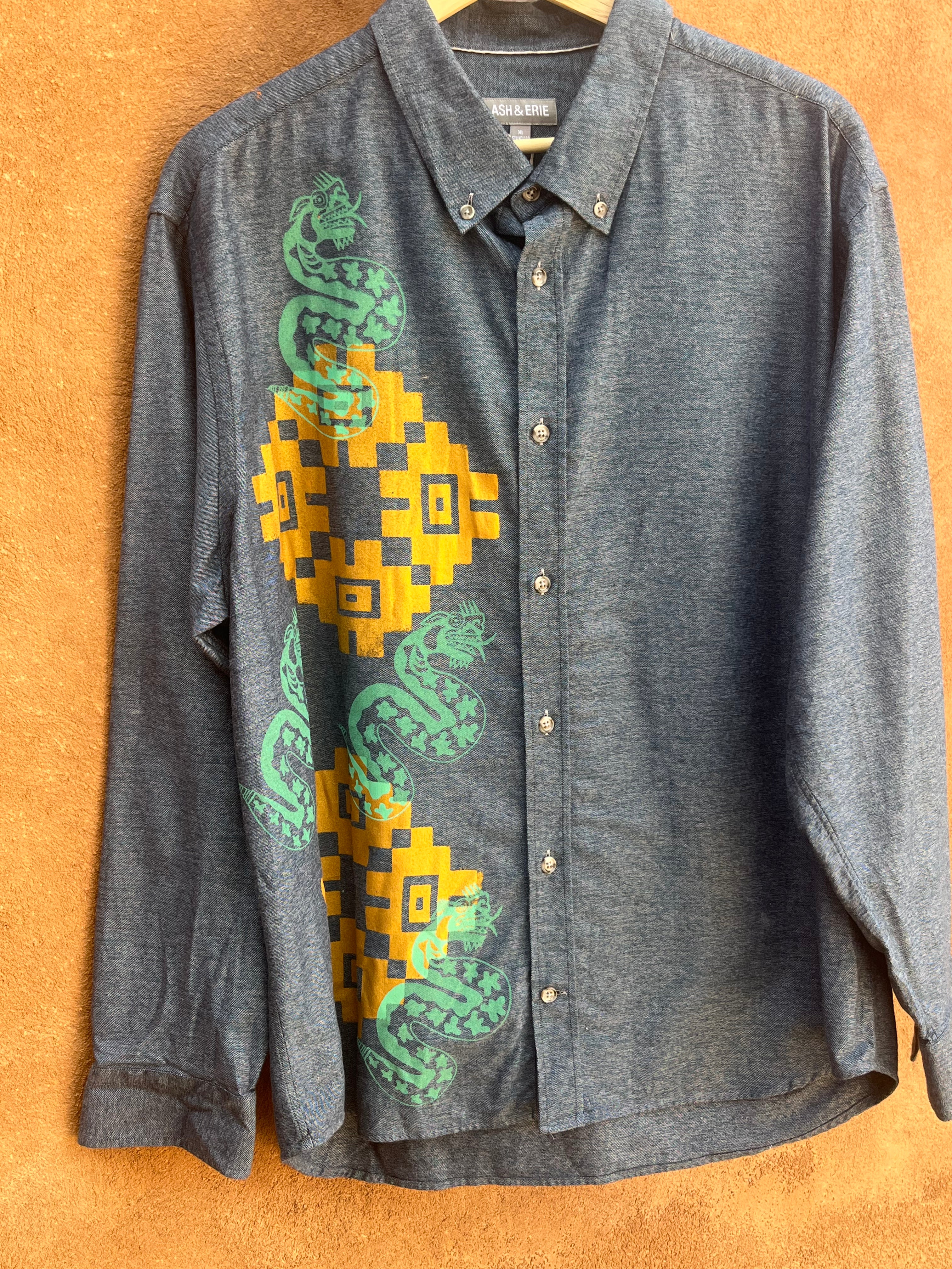 Upcycled Blue Long Sleeve Shirt - XL