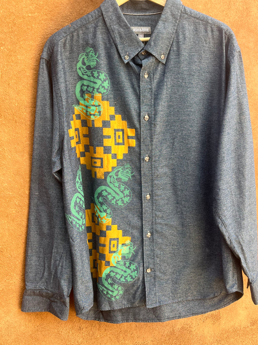 Upcycled Blue Long Sleeve Shirt - XL