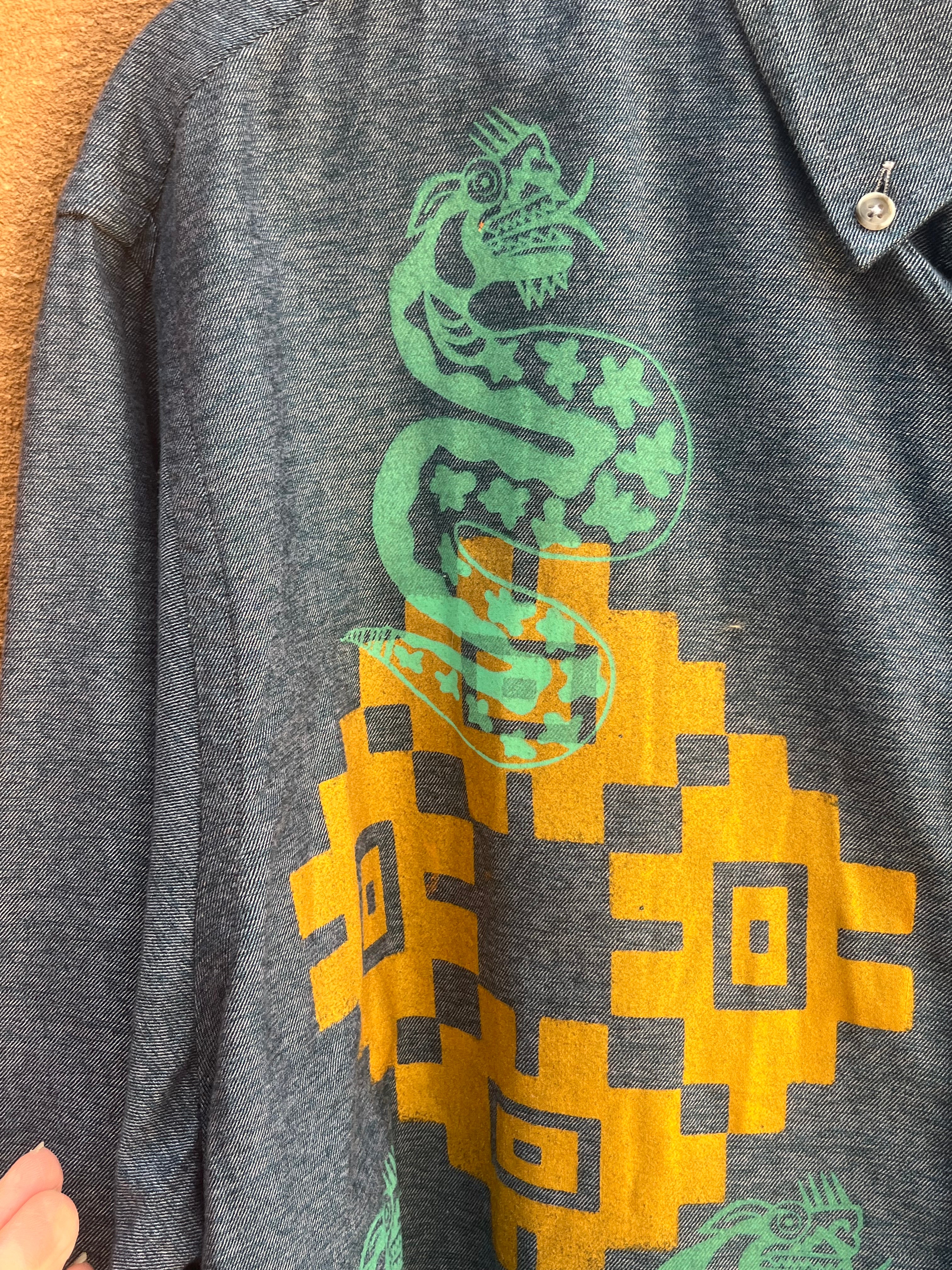 Upcycled Blue Long Sleeve Shirt - XL