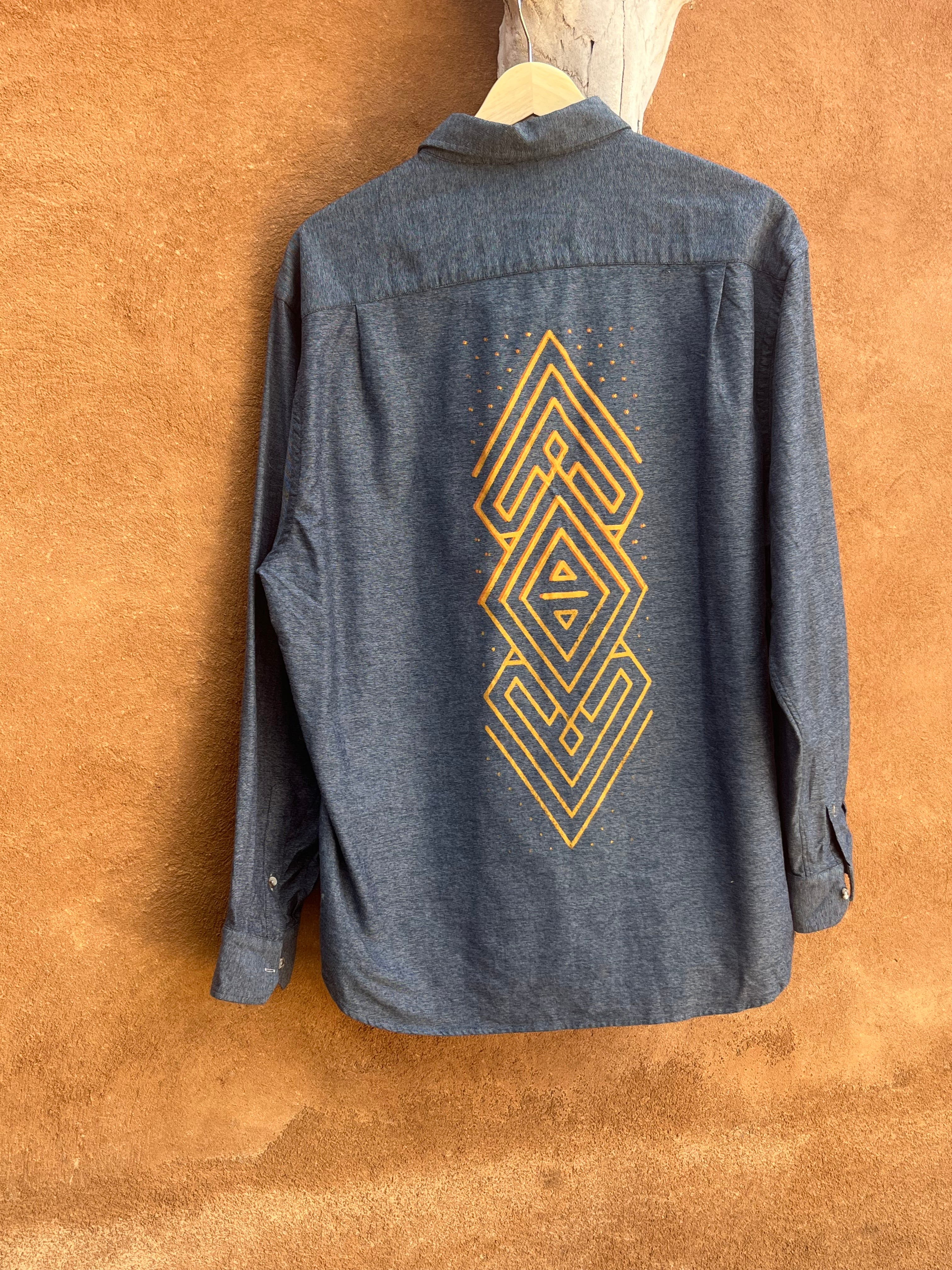 Upcycled Blue Long Sleeve Shirt - XL