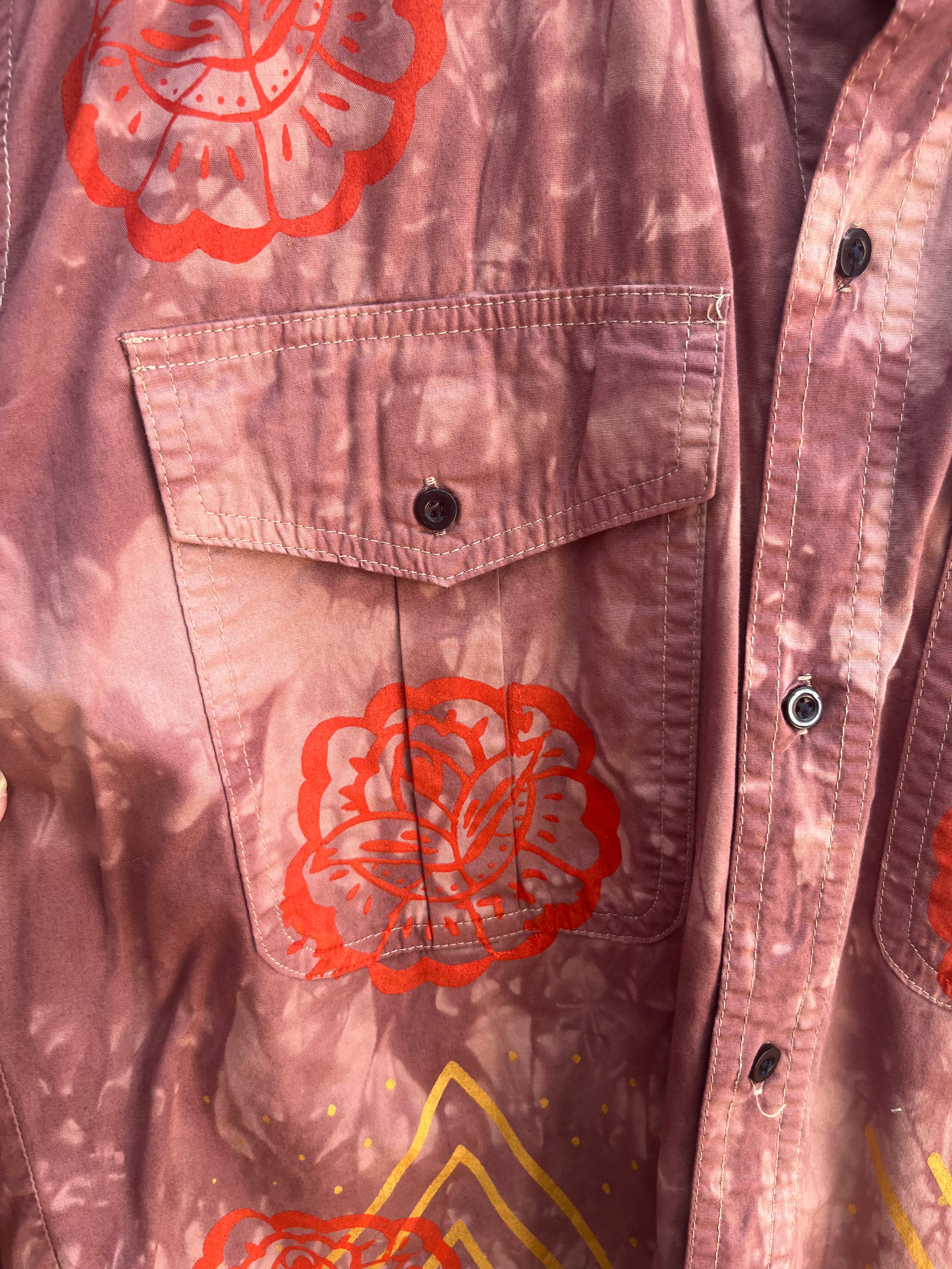 Upcycled Pink Collared Shirt - Large