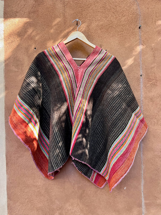 Antique Medium Poncho ~ handwoven