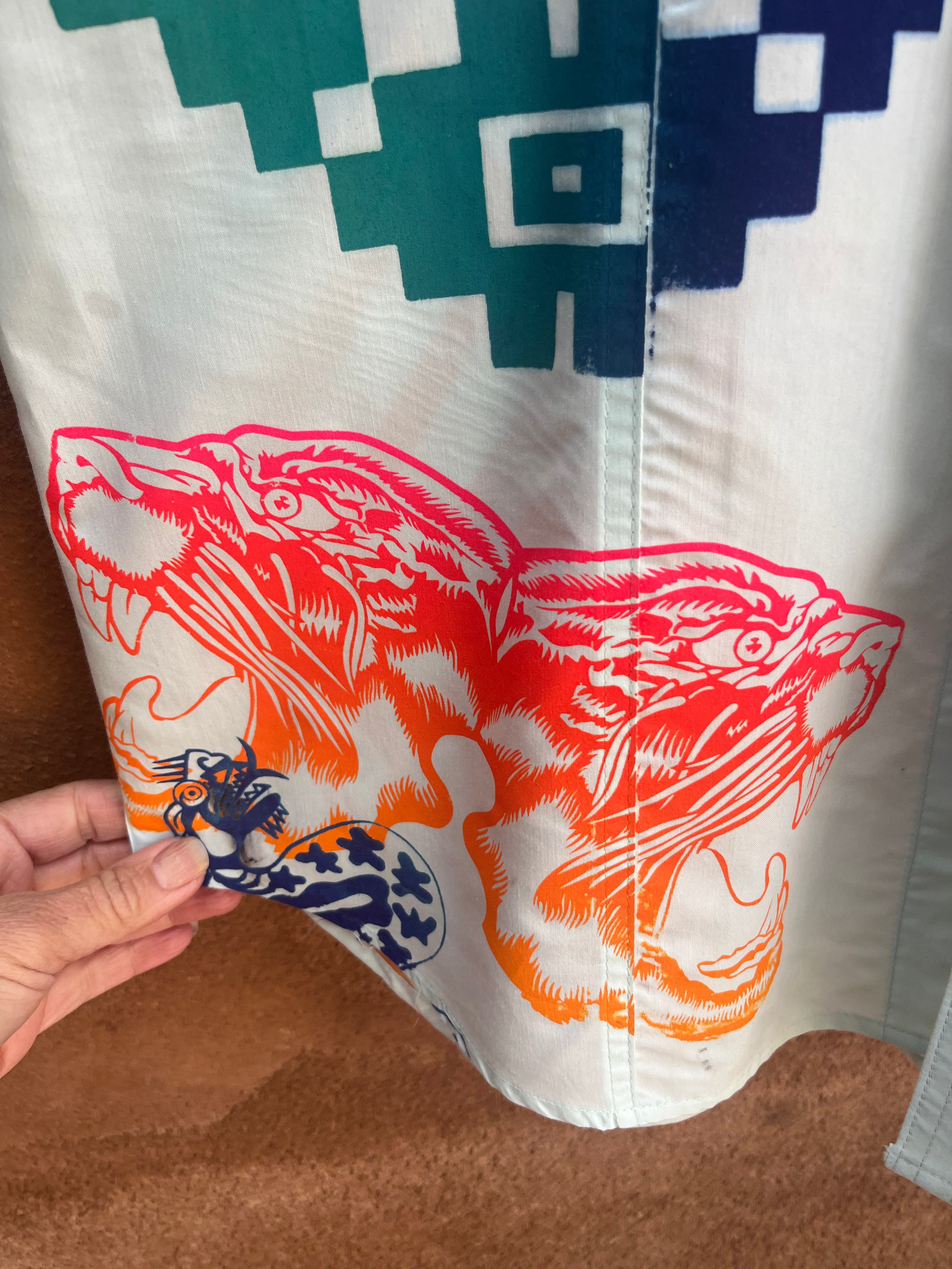 Upcycled Teal short sleeve Shirt - Medium