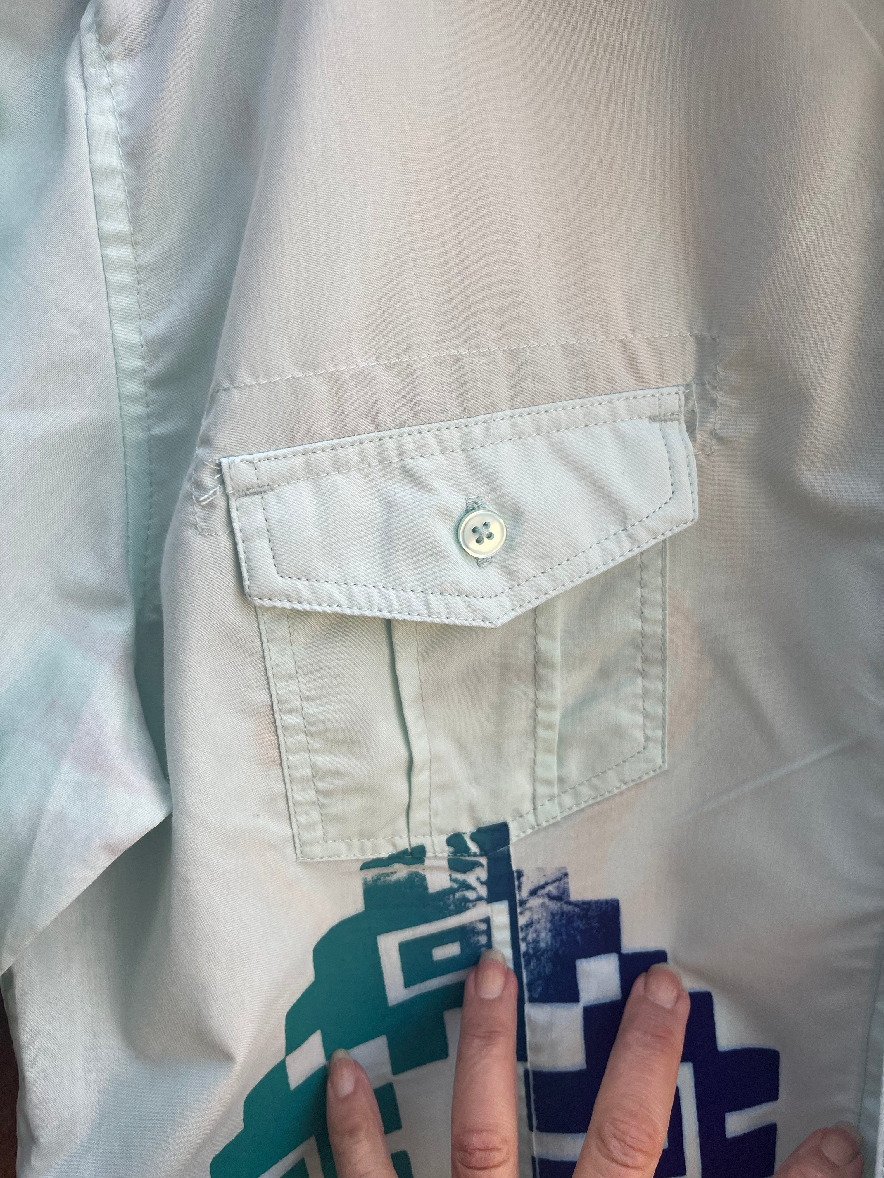 Upcycled Teal short sleeve Shirt - Medium