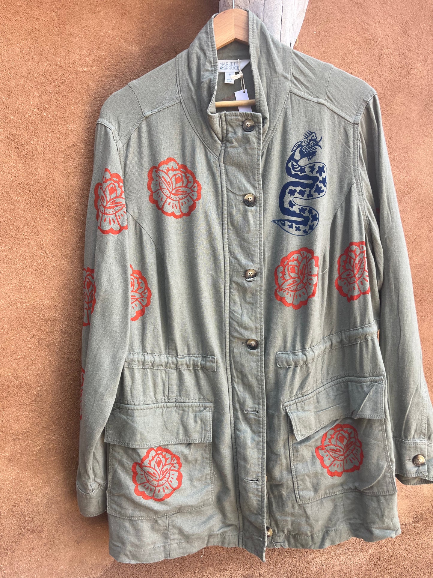 Upcycled Olive Utility Jacket - 2X